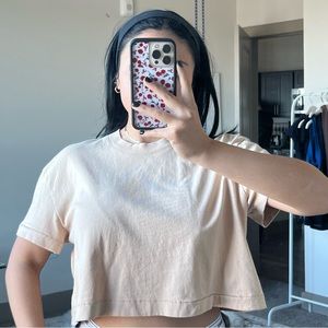 Beige cropped boxy tee